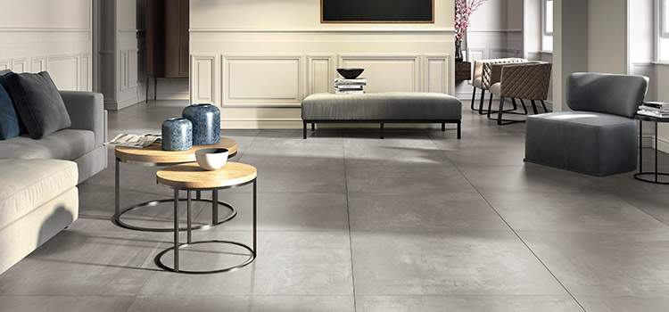 Carrelage gris clair salon moderne