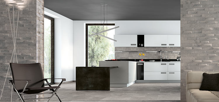 Cuisine design contemporain grâce au carrelage