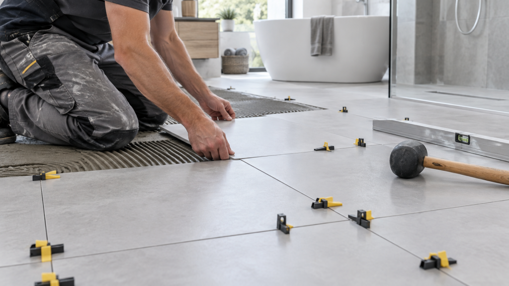 Pose de carrelage rectifié par un professionnel