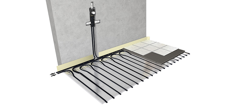 illustration schématique du plancher chauffant sous un carrelage