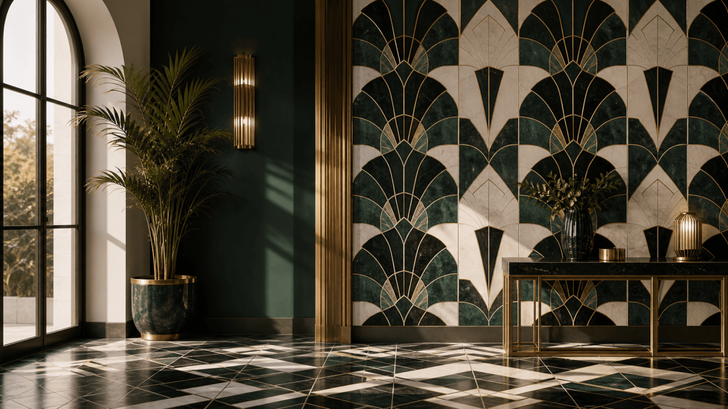 Carrelage art déco installé dans un salon